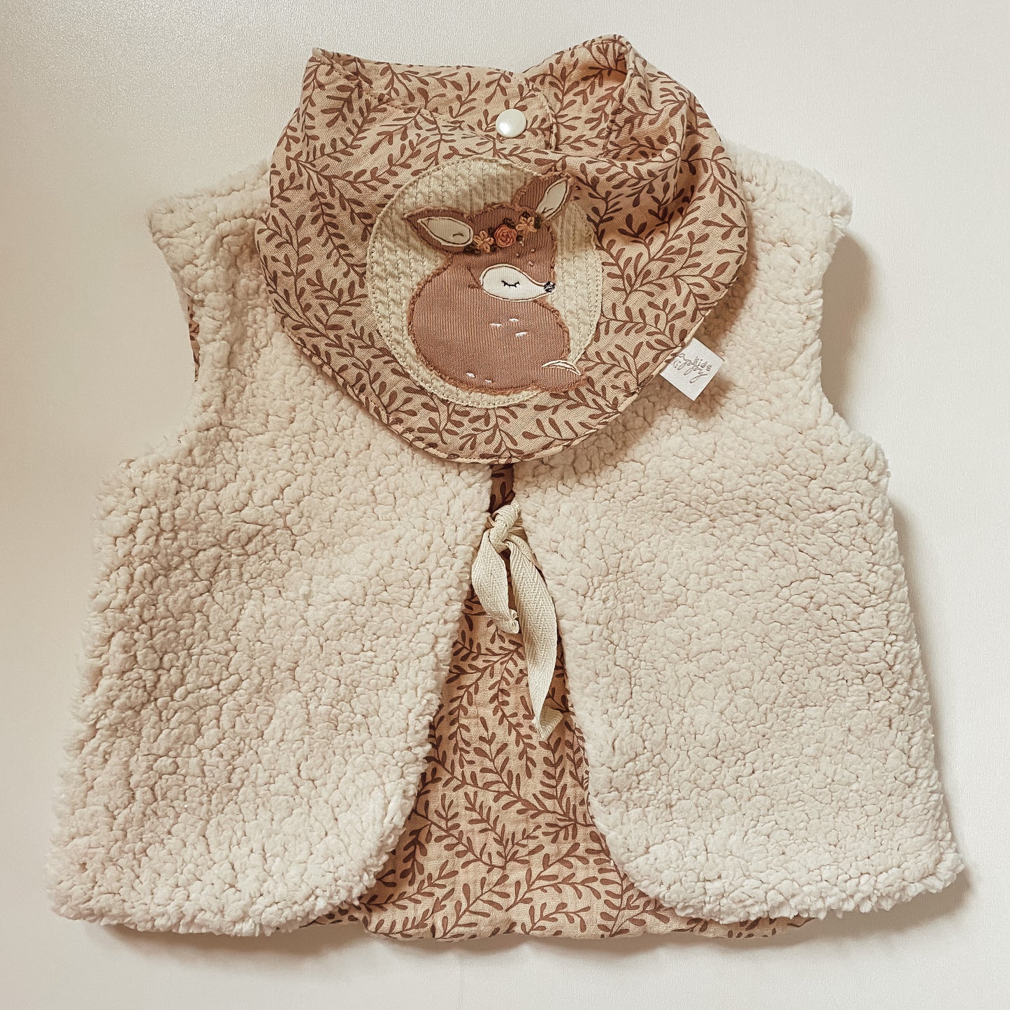 Ärmellose Teddyweste mit Bindeband #NF