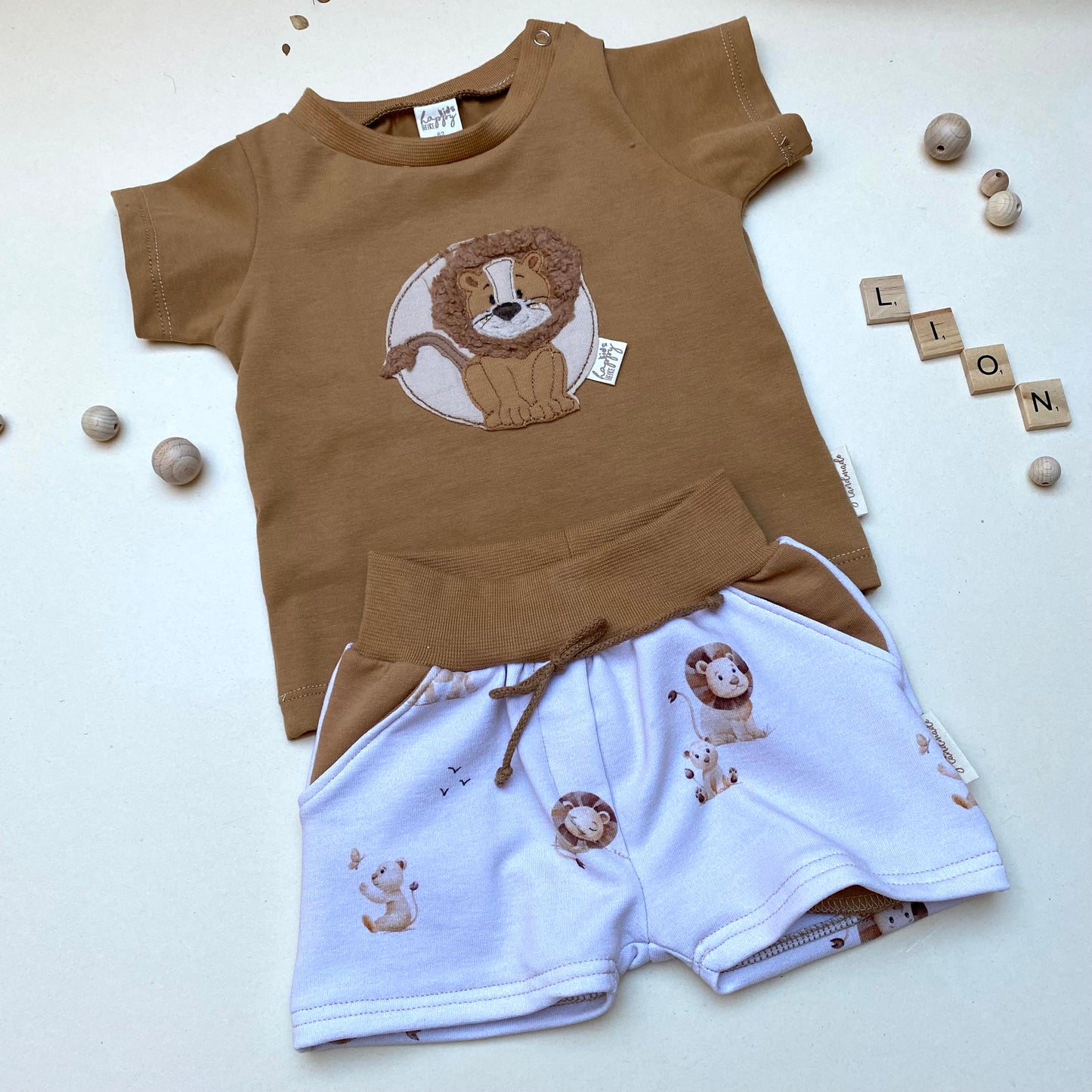 T-Shirt Baumwoll-Jersey(BIO) Löwenstickerei "BE WILD" #LY 1