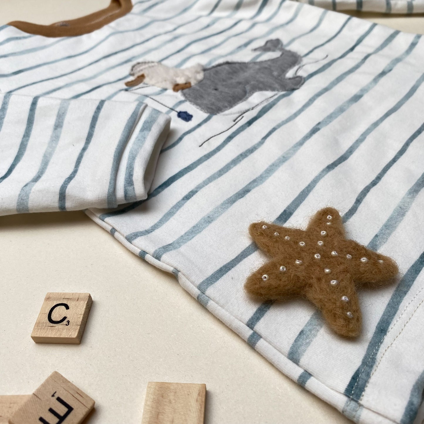 Maritimes Langarm- Shirt mit Wal und Möve #LY1