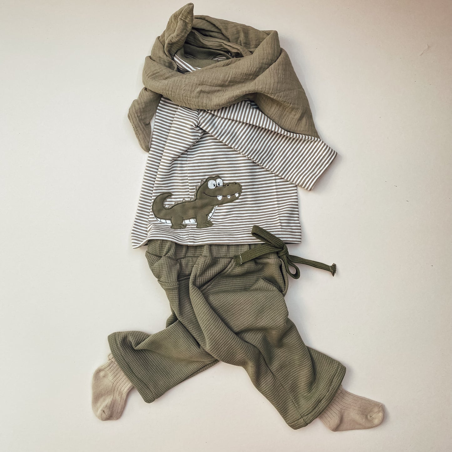 Langarm Shirt gestreift mit Krokodil #LY