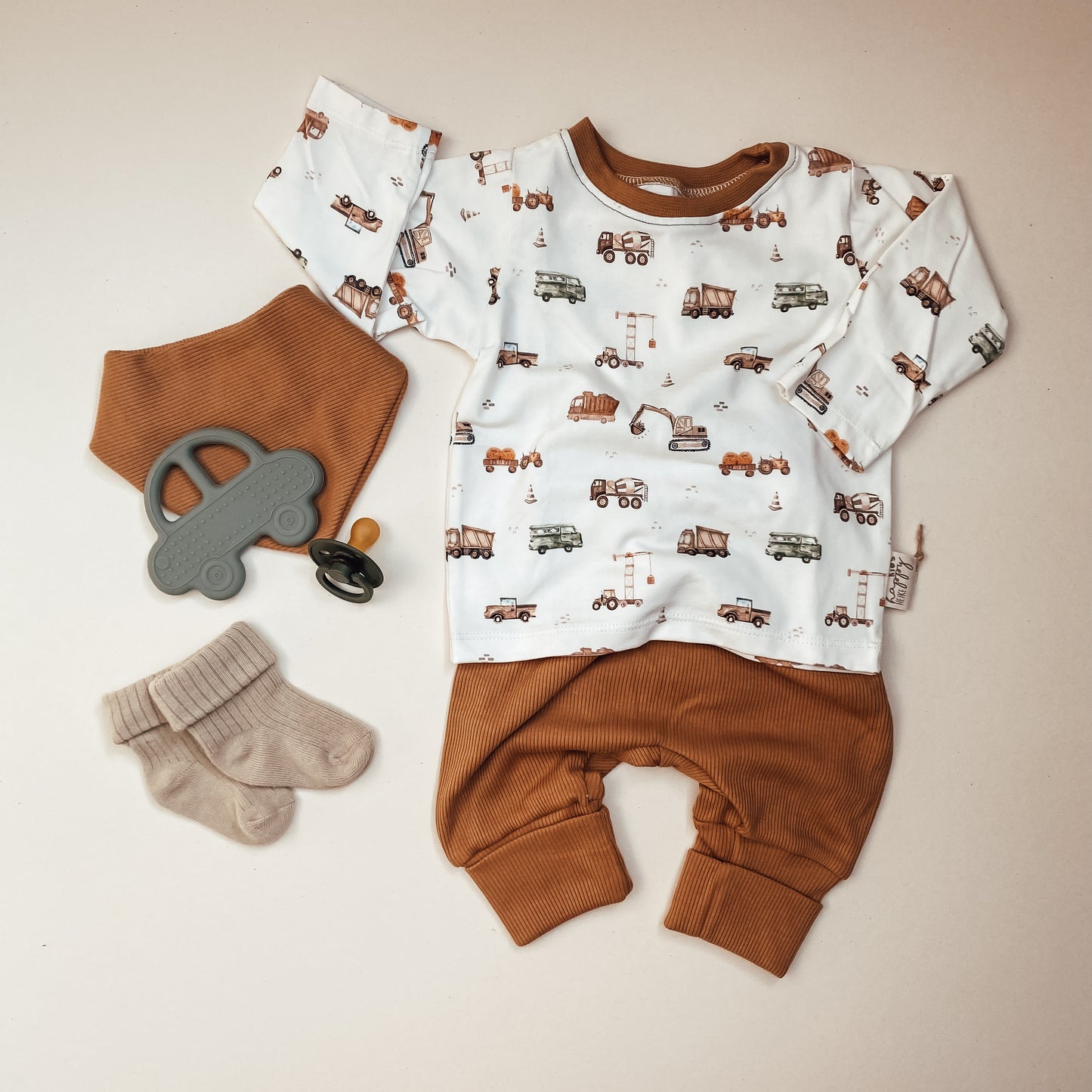 Baby- und Kinder Langarm-Shirt "Baufahrzeuge" #LY