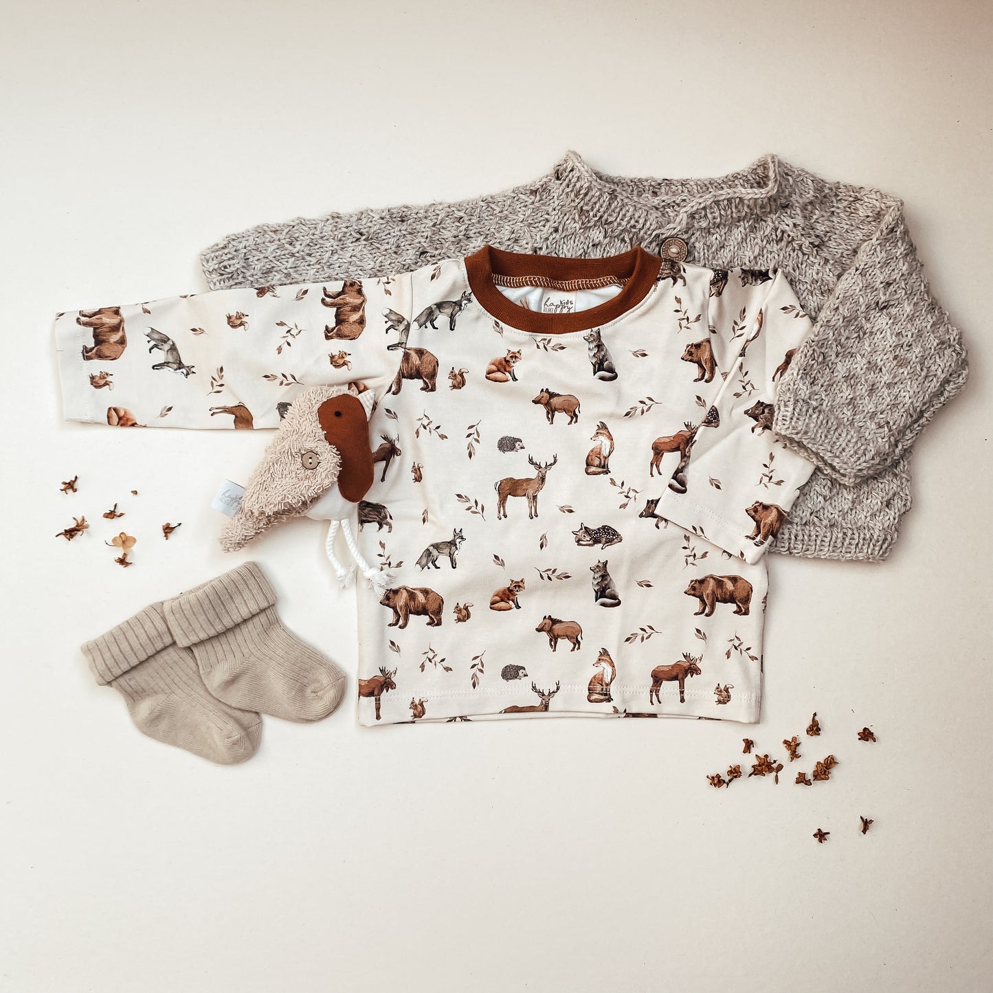 Baby- und Kinder Langarm-Shirt "Waldtiere" #LY