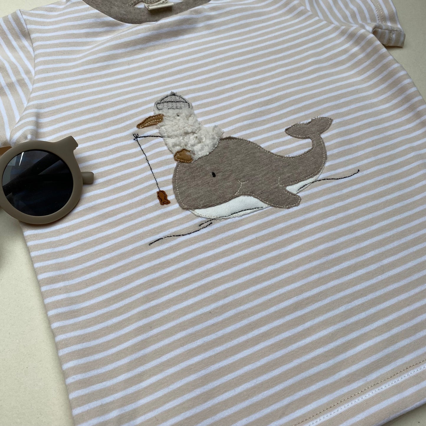 Basic Streifen-Shirt aus Baumwoll-Jersey(BIO) Wal mit Möve #LY 1