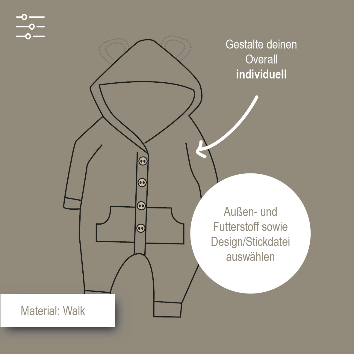 Walk Overall mit Öhrchen zum Konfigurieren