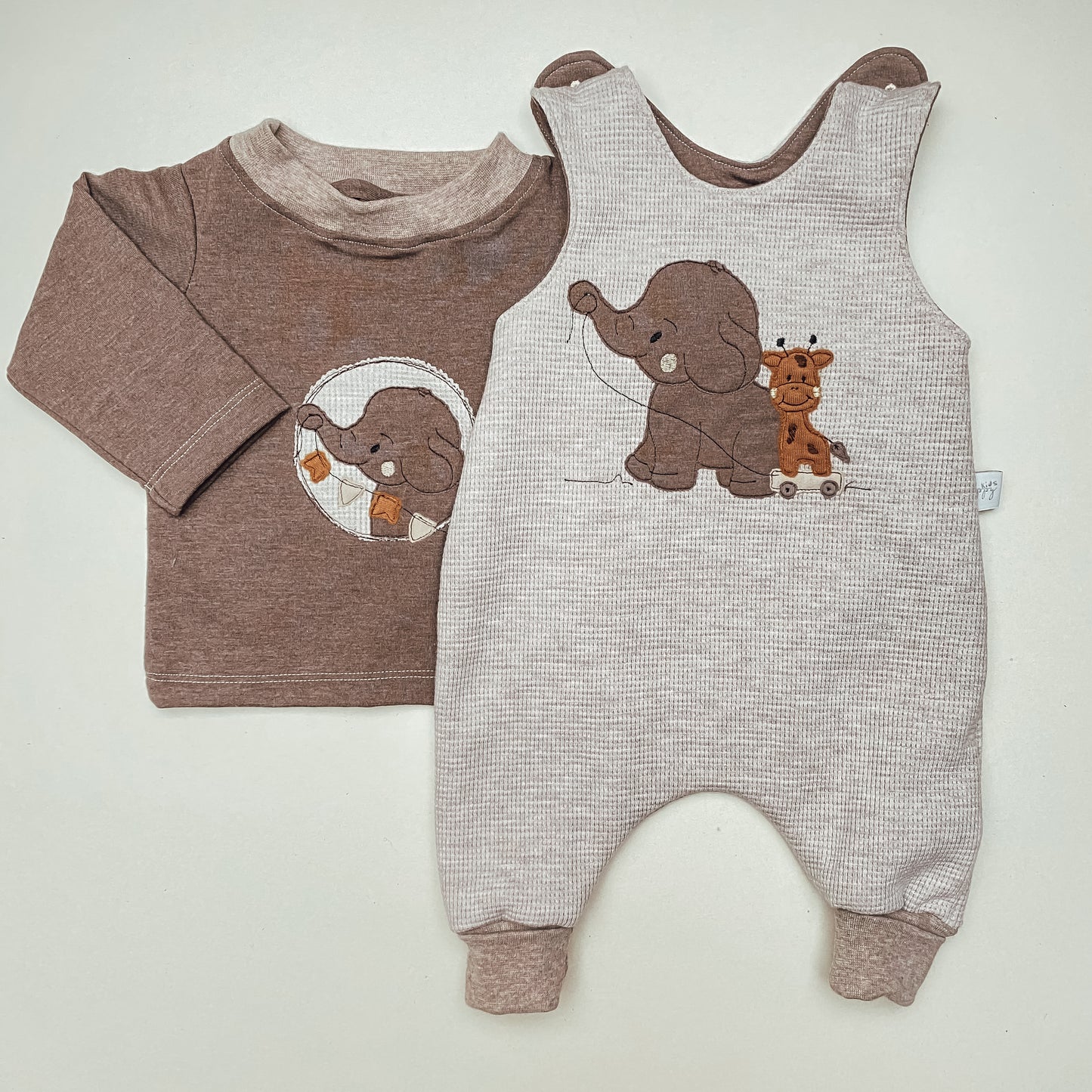 Strampler Waffel- Jersey beige- Melange Elli und Gitti #LY 2