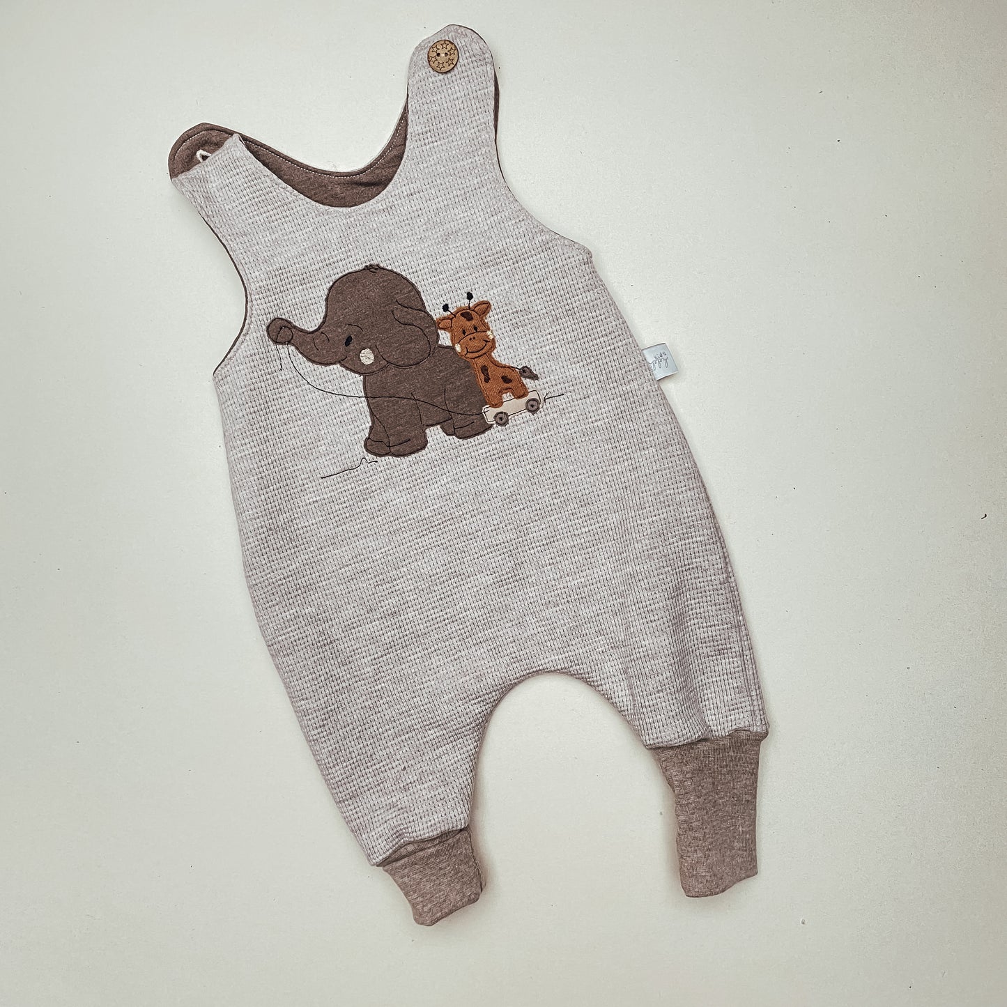 Strampler Waffel- Jersey beige- Melange Elli und Gitti #LY 2