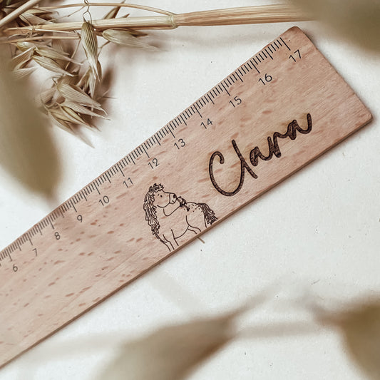 Lineal Pferd mit Frosch #personalisierbar