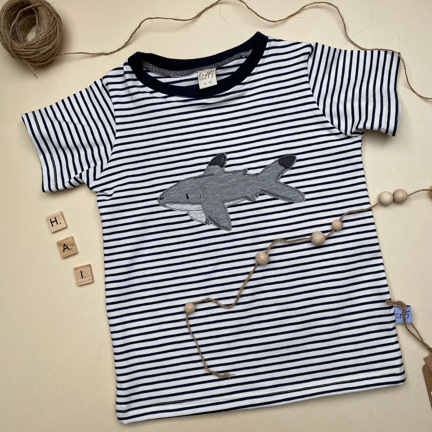 Streifen T-Shirt aus Baumwoll-Jersey(BIO) Hai  groß #LY 1