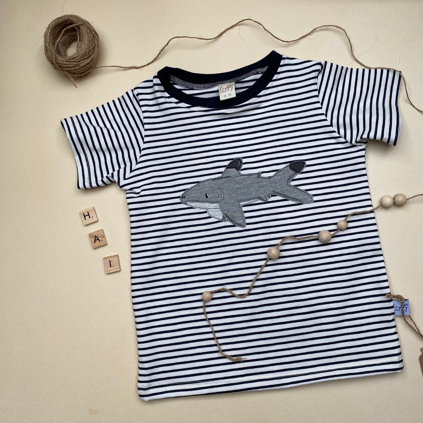 Streifen T-Shirt aus Baumwoll-Jersey(BIO) Hai  groß #LY 1