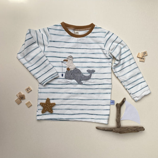 Maritimes Langarm- Shirt mit Wal und Möve  #LY1