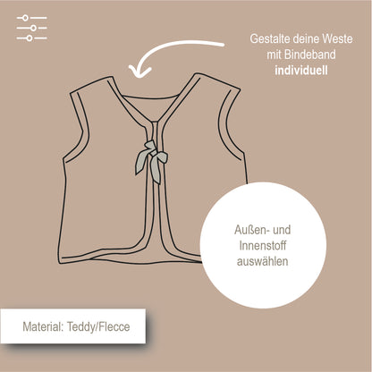 Ärmellose Teddyweste mit Bindeband #NF