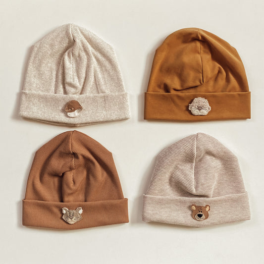 Rib-Jersey-Beanie mit Tier-Patch