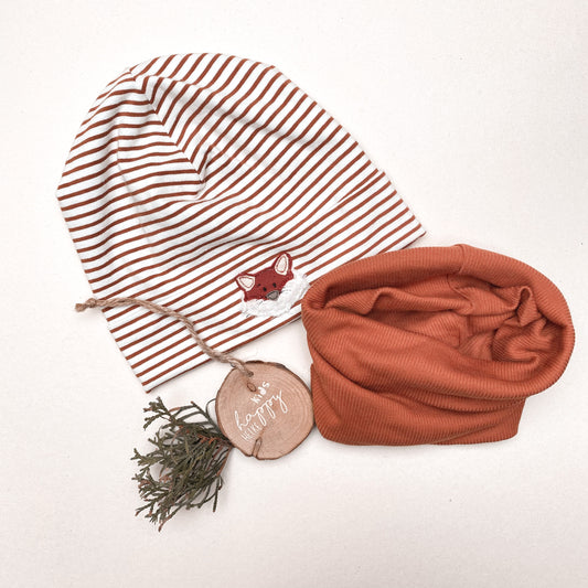 Streifen-Jersey-Beanie mit Patch