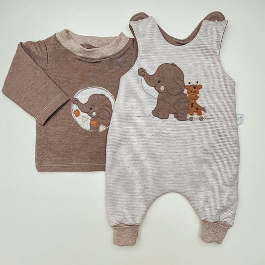 Strampler Waffel- Jersey beige- Melange Elli und Gitti #LY 2