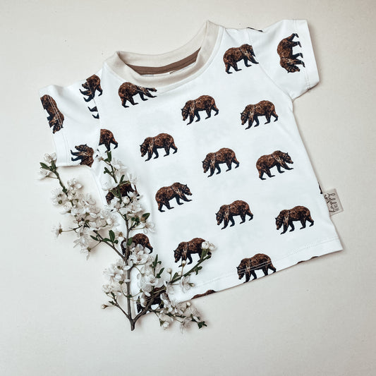 Basic T-Shirt aus Baumwoll-Jersey Braunbär #LY 1