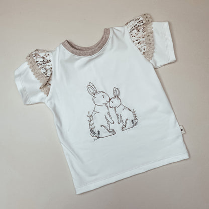 T-shirt Hasenliebe mit Flügelärmelchen Jersey(BIO) #LY1